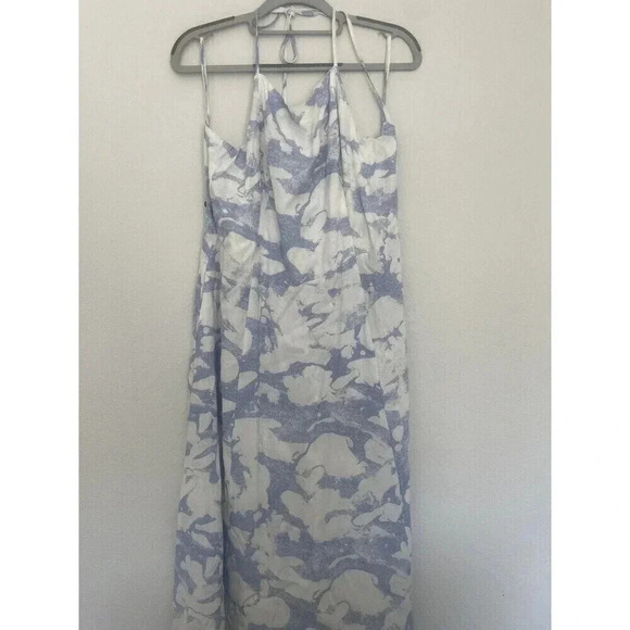 Open Edit Womens Size Large Sundress Marble Print Open Back White and Blue - Picture 12 of 12